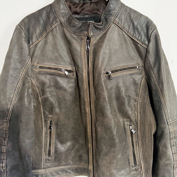 Black Rivet Brown Fringe Leather Jacket Size XXL - Picture 3 of 9